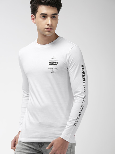 

Levis Men White Solid Round Neck T-shirt