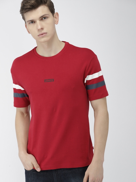 

Levis Men Red Solid Round Neck T-shirt