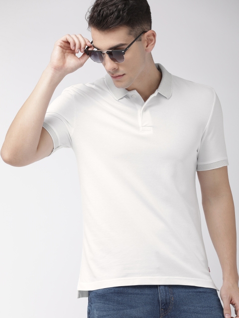 

Levis Men White Solid Polo Collar T-shirt