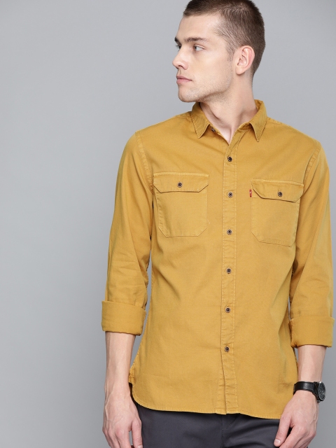 

Levis Men Mustard Orange Slim Fit Solid Casual Shirt