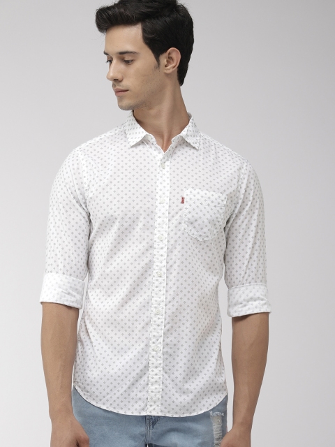 

Levis Men White Slim Fit Printed Casual Shirt