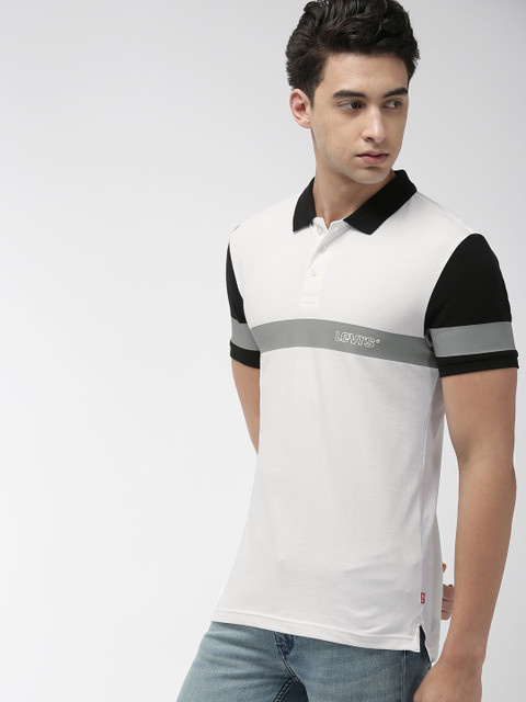 

Levis Men White Solid Polo Collar T-shirt