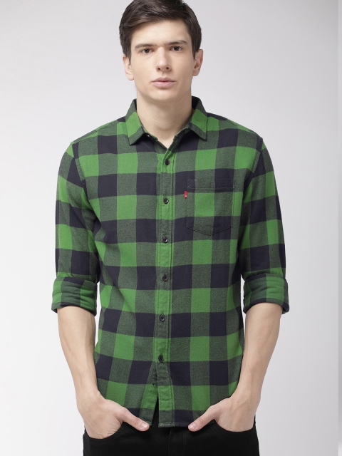 

Levis Men Green & Navy Blue Slim Fit Checked Casual Shirt