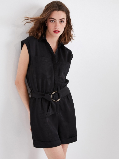 

promod Women Black Solid Playsuit