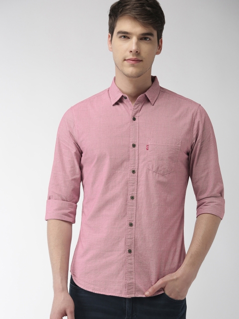 

Levis Men Red Slim Fit Checked Casual Shirt