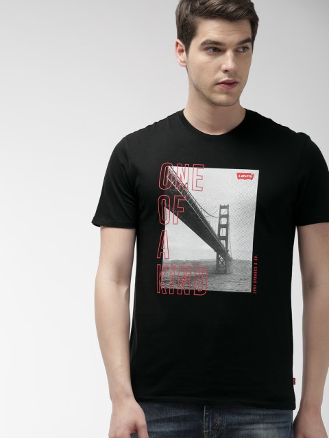 

Levis Men Black Printed Round Neck Pure Cotton T-shirt