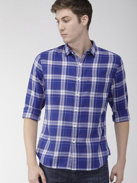 

Levis Men Blue & White Slim Fit Checked Casual Shirt