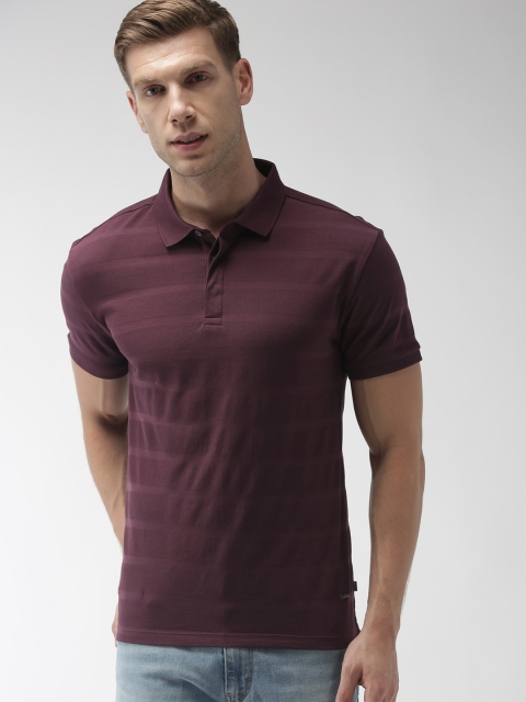 

Levis Men Burgundy Self-Striped Polo Collar T-shirt