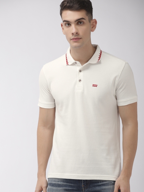 

Levis Men White Solid Polo Collar T-shirt