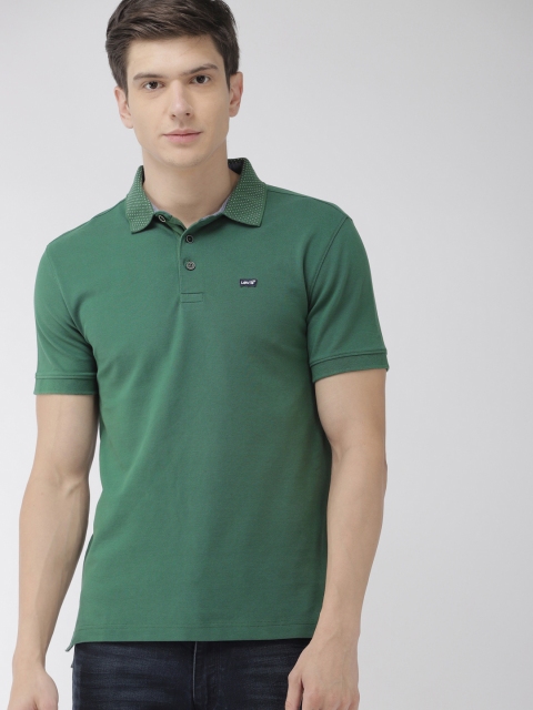 

Levis Men Green Solid Polo Collar T-shirt