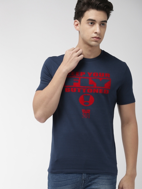 

Levis Men Navy Blue Printed Round Neck T-shirt