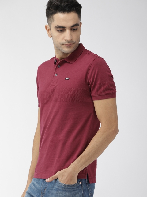 

Levis Men Maroon Solid Polo Collar T-shirt