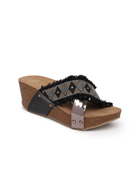 

Inc 5 Women Black Embellished Wedge Sandals