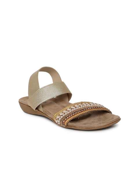 

Inc 5 Women Gold-Toned Solid Open Toe Flats