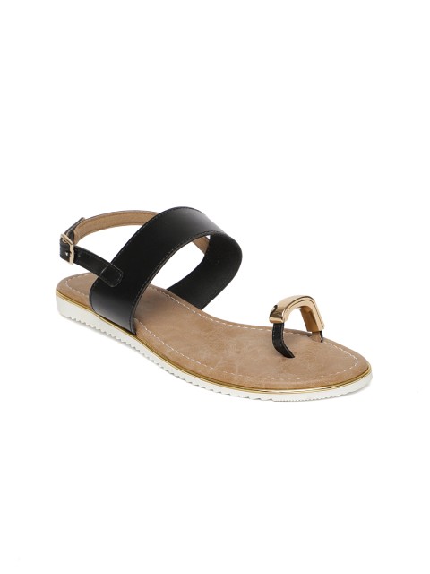 

Inc 5 Women Black & Gold Solid One Toe Flats