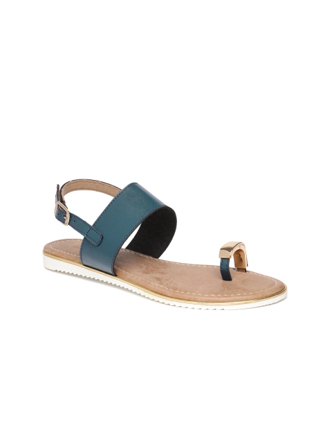 

Inc 5 Women Teal Blue Solid One Toe Flats