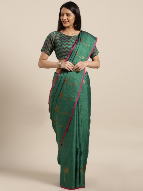 

Shaily Green Pure Silk Woven Design Banarasi Saree