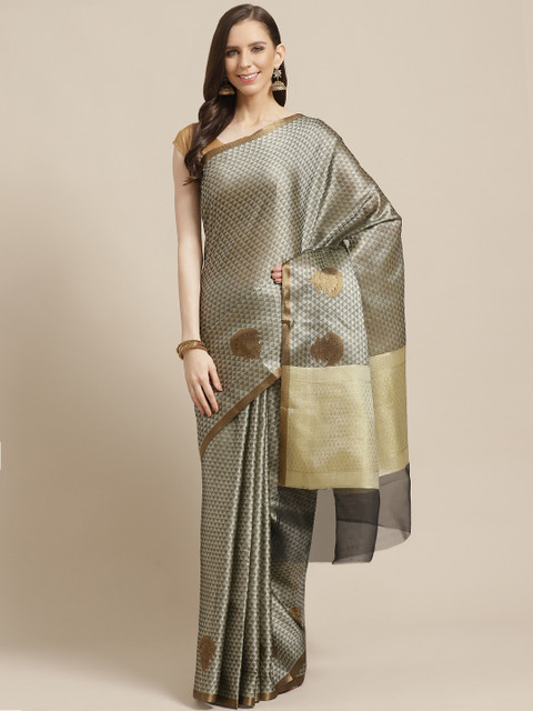 

Shaily Grey & Golden Zari Woven Design Saree