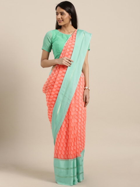 

Mitera Turquoise Blue Printed Pure Georgette Saree