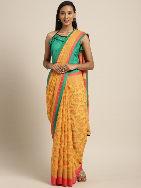 

Shaily Yellow Printed Pure Chiffon Saree, Mustard