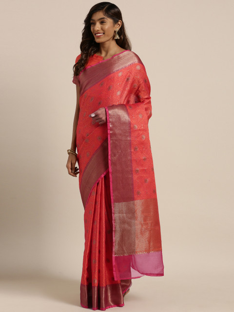 

Shaily Pink Pure Silk Woven Design Banarasi Saree