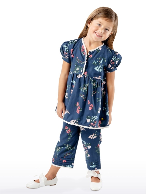 

Cherry Crumble Girls Navy Blue Floral