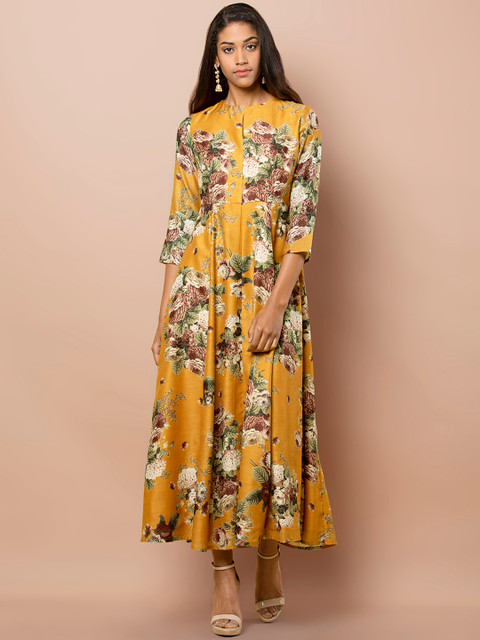 

INDYA Yellow & Beige Printed Tunic