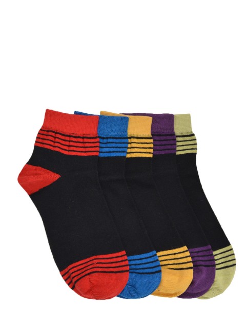

MARC Women Pack of 5 Black Patterned Ankle-Length Socks