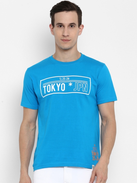 

Joven Men Blue Printed Round Neck T-shirt
