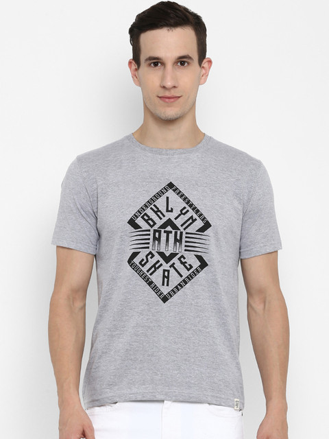 

Joven Men Grey Printed Round Neck T-shirt