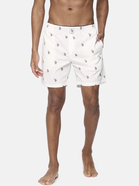 

U.S. Polo Assn. Men White Printed Pure Cotton Boxers