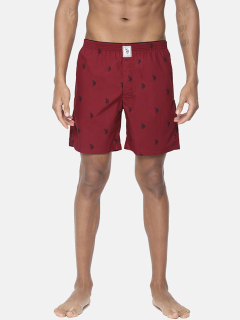 

U.S. Polo Assn. Men Maroon Printed Pure Cotton Boxers Y9I021-240-P1-XXL