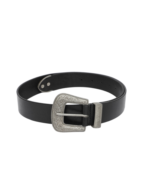 

Flying Machine Men Black Solid Leather Belt