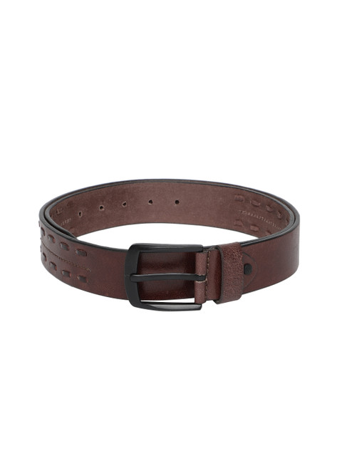 

Flying Machine Men Coffee Brown Woven Design Leather Belt