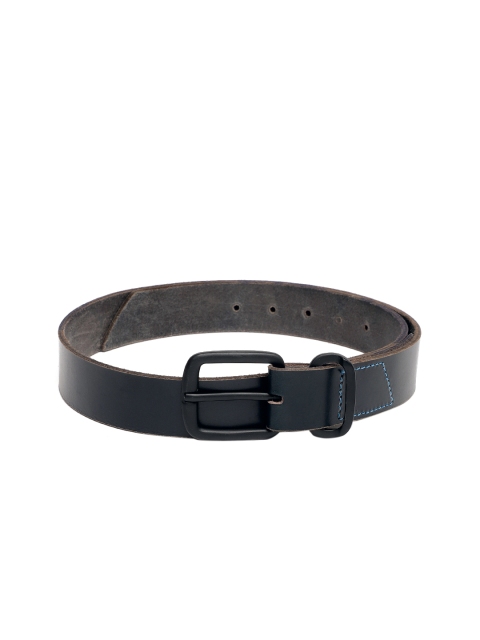 

Flying Machine Men Blue Solid Leather Belt