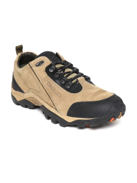 

Woodland Men Khaki & Black Nubuck Colourblocked Trekking Shoes