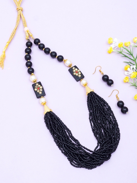 

Golden Peacock Gold-Plated & Black Handcrafted Jewellery Set