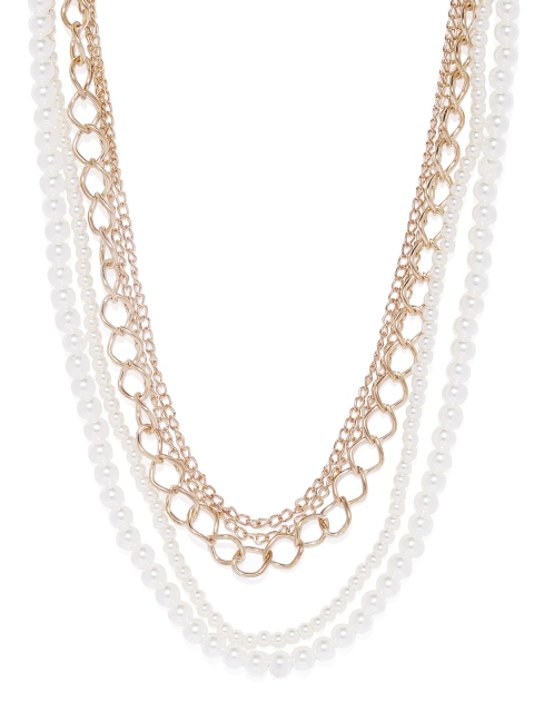 

Golden Peacock Women White & Gold Layered Necklace