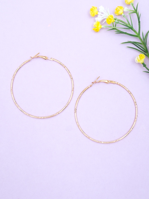 

Golden Peacock Gold-Toned Circular Hoop Earrings