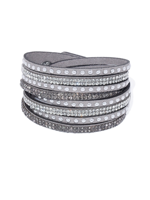 

Golden Peacock Women Grey Embellished Wrap-Around Bracelet