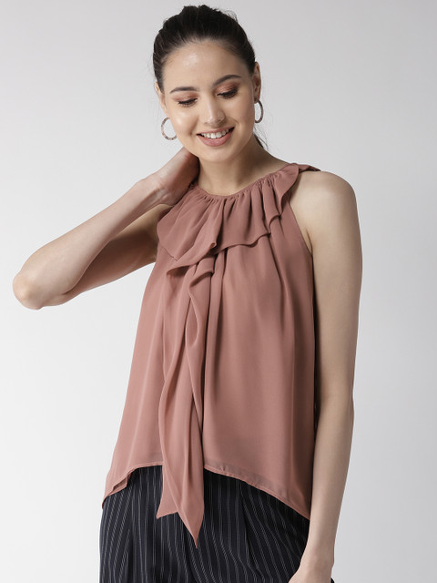 

QUIERO Women Dusty Pink Solid High-Low Top