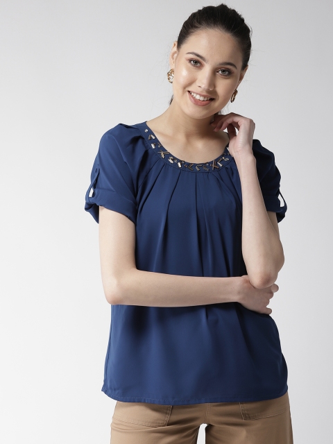 

QUIERO Women Navy Blue Solid Top