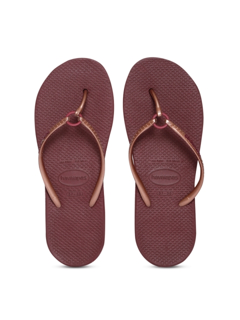 

Havaianas Women Ring Bronze-Toned Maroon Solid Thong Flip-Flops