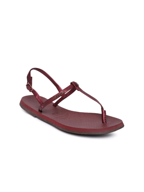 

Havaianas Women You Rivi Maroon Solid T-Strap Flats