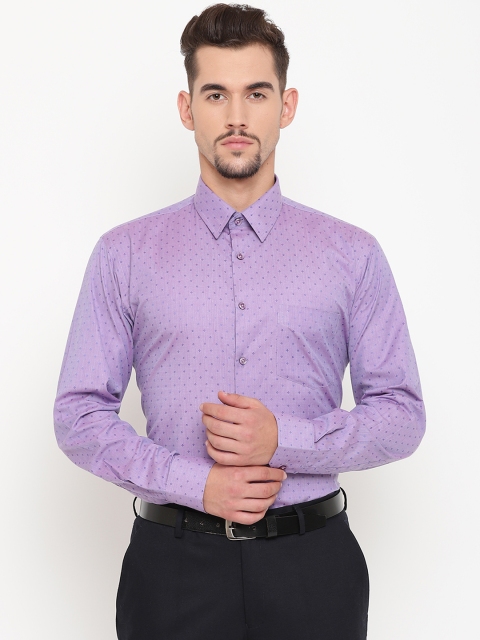 

Hancock Men Purple Slim Fit Self Design Formal Shirt