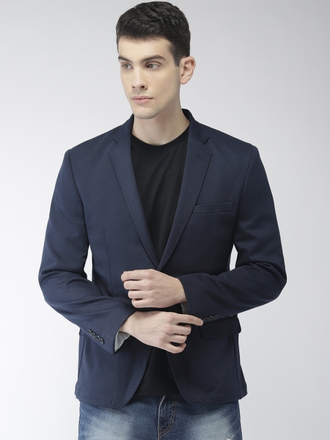 

Park Avenue Men Navy Blue Solid Slim Fit Single-Breasted Casual Blazer