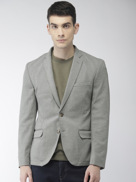 

Park Avenue Men Grey Self Design Slim Fit Single Breasted Casual Blazer