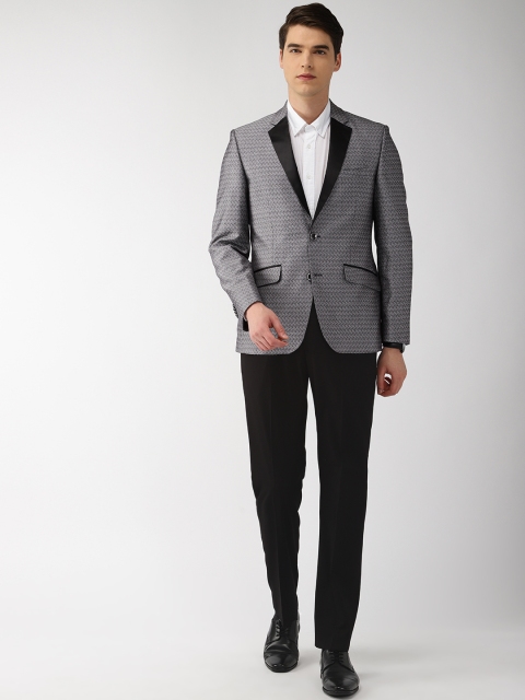 

Park Avenue Men Grey & Black Self-Design Slim Fit Single Breasted Formal Suit