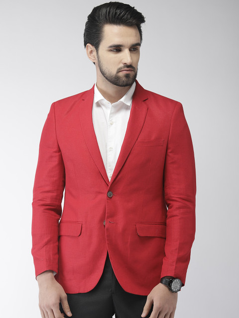 

Raymond Men Red Solid Slim Fit Single-Breasted Formal Blazer