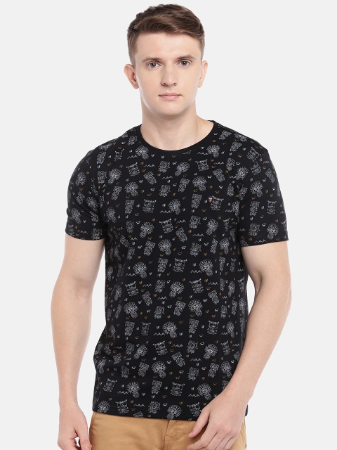 

Louis Philippe Jeans Men Black Printed Slim Fit Round Neck T-shirt